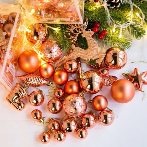 30PCS Christmas Tree Ornaments Set, Shatterproof Seasonal Decorative Hanging Baubles Set with Reusable Hand-held Gift Package for Holiday Xmas Tree Decorations