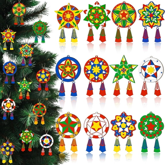 30PCS Christmas Wooden Filipino Parol Hanging Ornaments Tree ...