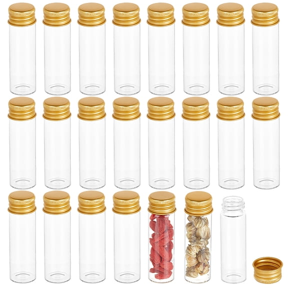 30PCS Clear Glass Vials 17ml/0.57oz Tiny Jars with Aluminum Screw Lids Glass Bottles For Beads DIY Jewelry Wedding Favors Decorations