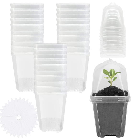 Ebaokuup 30Pcs Clear Plant Nursery Pots 3" with Humidity Dome for Seedlings
