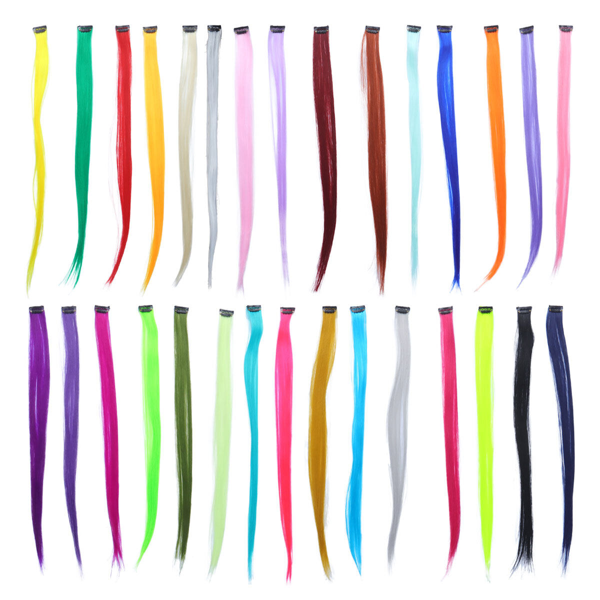 30PCS Colorful Hair Extension Piece Straight Hair False Hairpieces