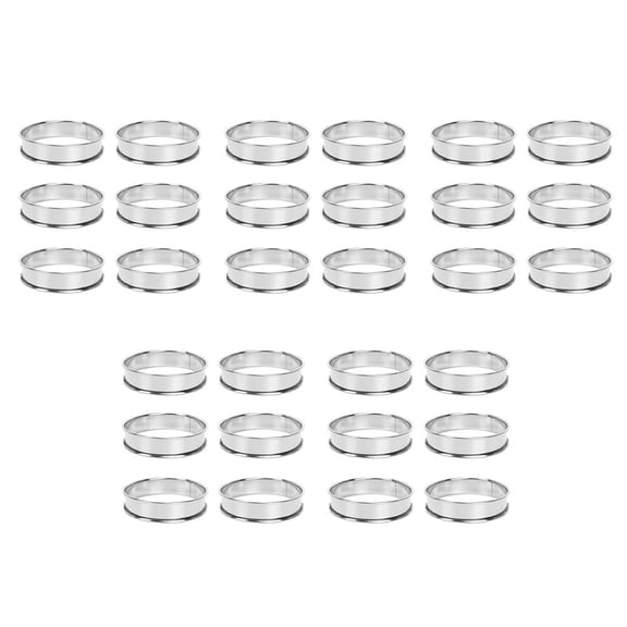 30PCS Cooking Round Cake Ring Mold, Stainless Steel Muffin Tart Rings, Metal Molds Double Rolled Crumpet Circular Pastry