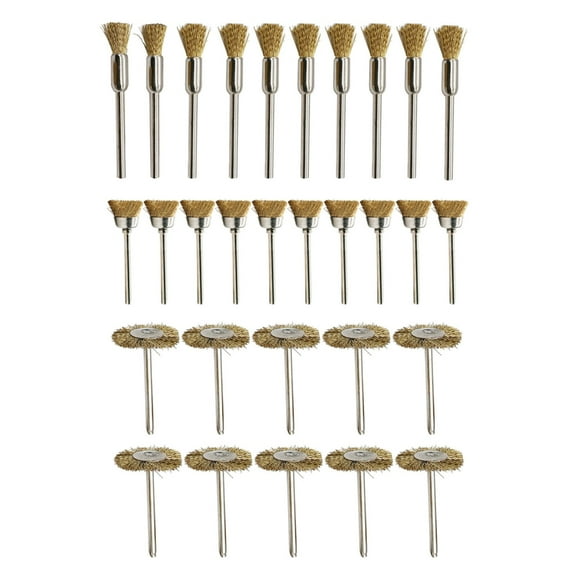 30PCS Copper Wire Brushes Set Pen Brush Bowl Brush For 1/8-Inch ( 0.3CM) Chuck Hand Drill Bit Pressure And Forward Tools