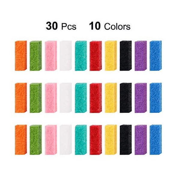 30PCS Cuboid Replacement Pad, Suitable For Cylindrical Stainless Steel Essential Oil Diffuser Necklace Pendant Small Box Diffuser -10 Colors