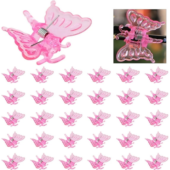 30PCS Cute Butterfly Plant Clips Orchid Support Clamp for Fixing Garden Climbing Vine Stem Colorful Animal Decoration 20x35MM (Pink)