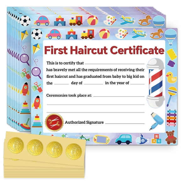30PCS Cute My First Haircut Certificates Award Paper