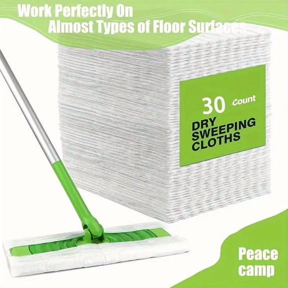 30PCS Disposable Microfiber Floor Cleaning Cloths, Electrostatic Dust Removal Mop Wipes, Dry Cleaning Pads for Flat Mops
