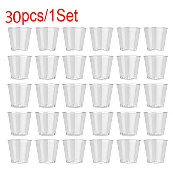 30PCS Clear Disposable Tumblers for Parties Shot Glasses for Birthdays Jelly Cups for Kitchen Dining & Bar Events