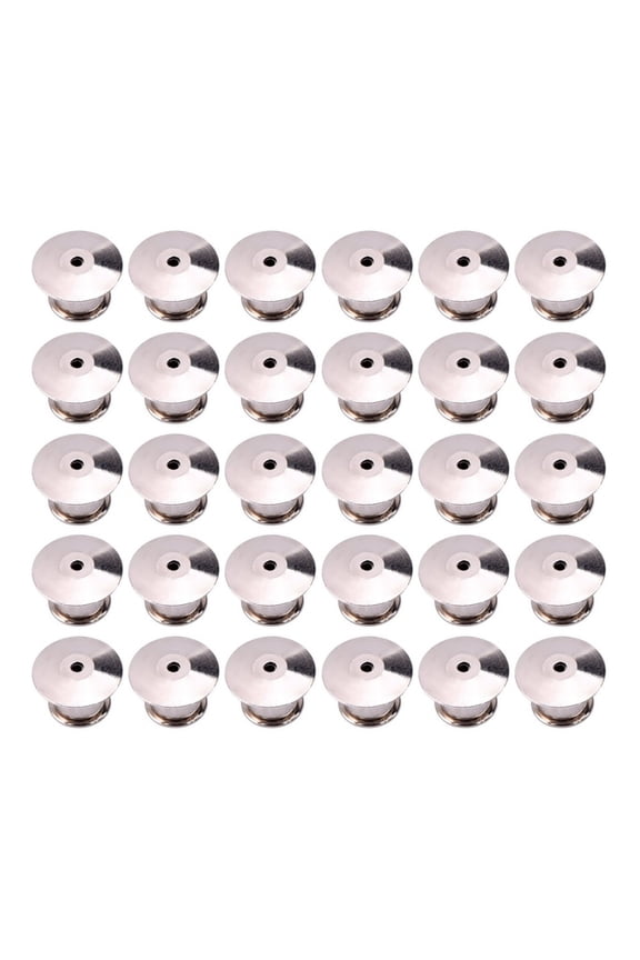 30PCS Durable Metal Flat Locking Pin Backs Brooch Badge Accessories (Silver)