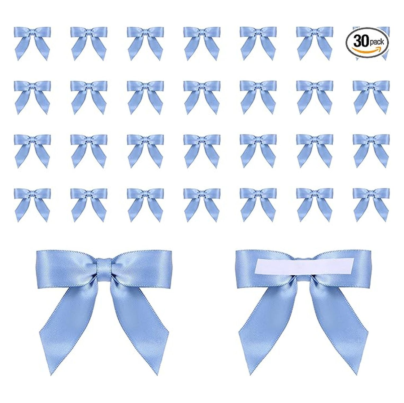 30PCS Dusty Blue Ribbon Bows 2 inch Pretied Bows with Sticky Gel Pads ...