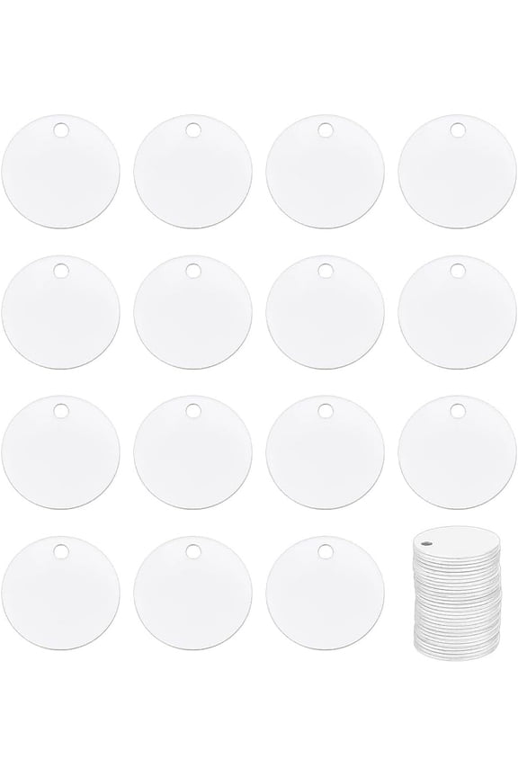 30PCS Flat Round Sublimation Aluminum Blank 1.18 Inch Aluminum Stamping Tag Blank Dog Tag Double Sided Transfer Tags for DIY Keychains Tags Project DIY