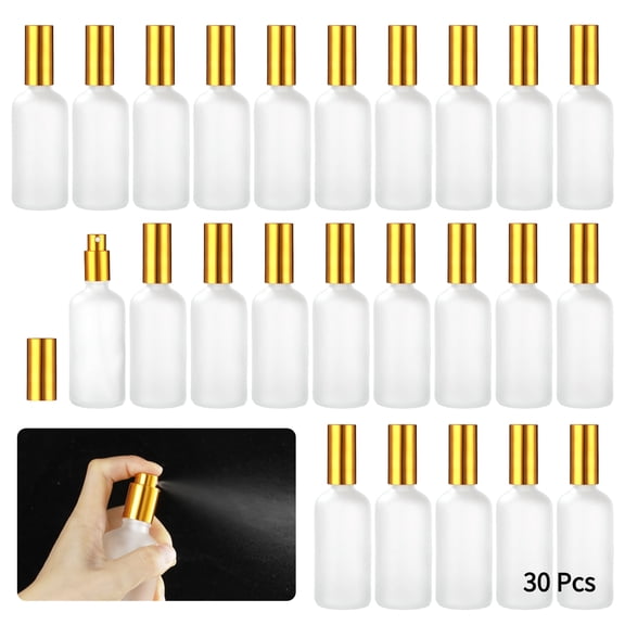 30PCS Frosted Glass Spray Bottles, 3.4oz Refillable Perfume Atomizer, Fine Mist Empty Spray Bottle, Leak-Proof Reusable Containers for Travel, Essential Oils & Liquid Dispensing