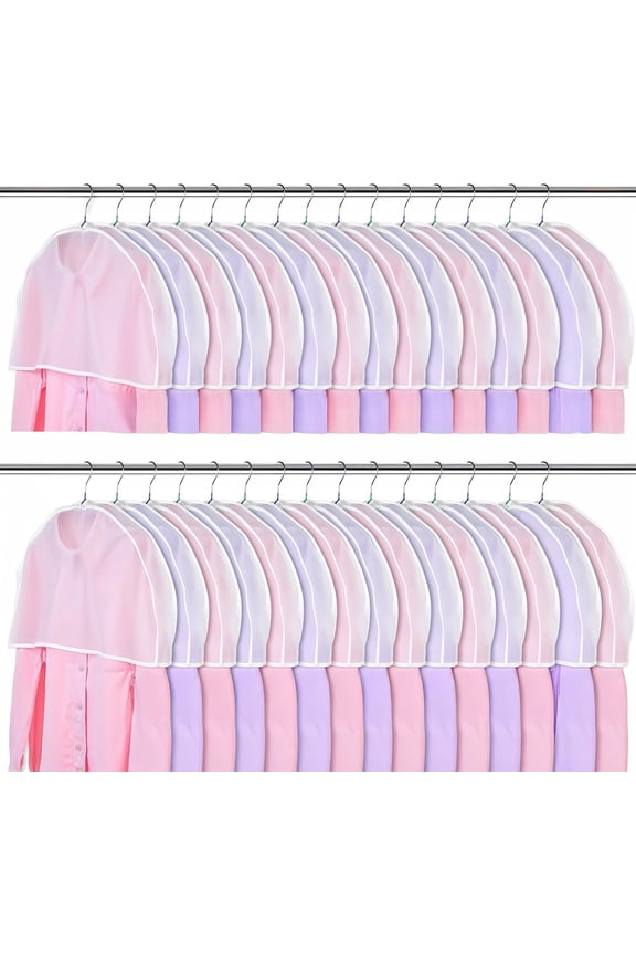 30PCS Garment Covers For Hanging Clothes, Shoulder Covers For Closet Storage, Breathable Dust Covers For Suits, Coats, Jackets, Translucent PEVA Material, 23.6" X 11.8" X 1.9