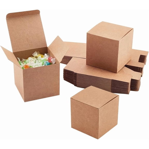 30PCS Gift Box Kraft Paper Box 3.54x3.54x3.54 Inch Favor Boxes Small Cardboard Paper Jewelry Present Soap Coin Shipping Boxes for Gifts Christmas Wedding Birthday Party BurlyWoodDIY