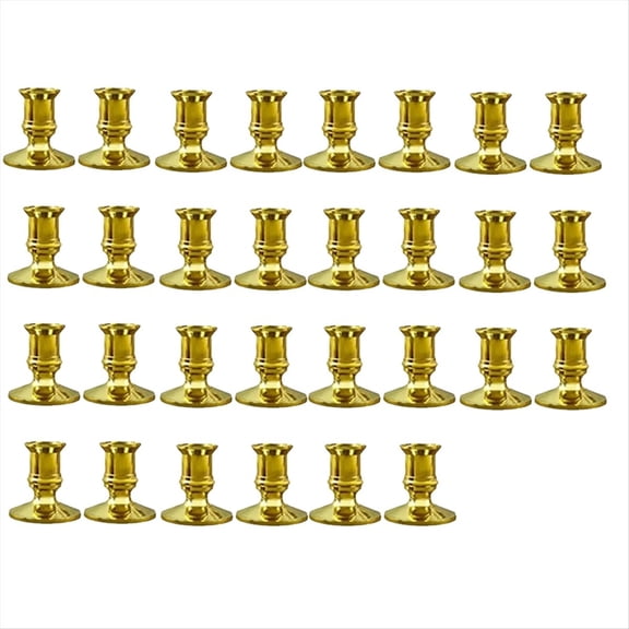 30PCS Gold Pillar Candle Base Taper Holder Candlestick Christmas Decor