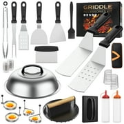 30PCS Griddle Accessories Kit, Flat Top BBQ Grill Tools Set for Blackstone and Camp Chef, Grill Spatula Set with Enlarged Spatulas, Basting Cover, Scraper for Outdoor Barbecue