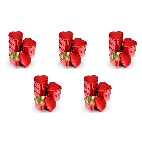 30PCS Heart Shaped Metal Tins Box with Lids Candy Boxes Heart Empty Tin Candies Jar for Valentines Day Birthday