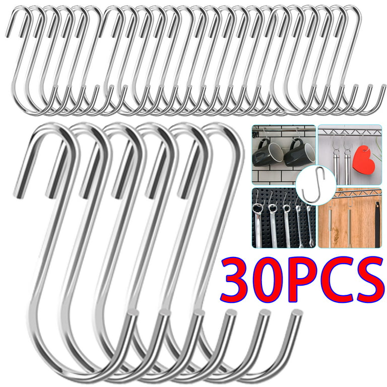 30PCS Heavy Duty Coated Stainless Steel S Hooks, Pans, Frying Pans