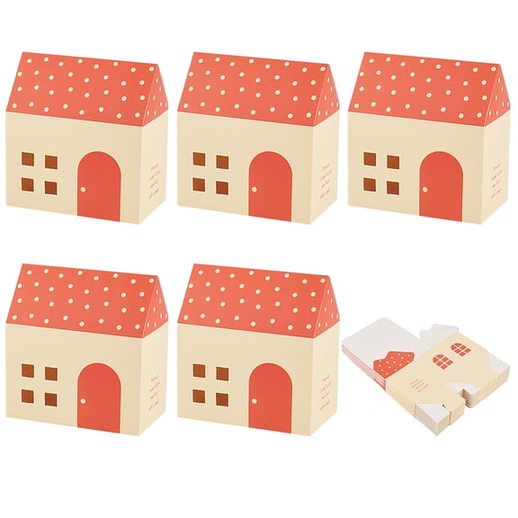 30PCS House Shaped Gift Boxes 4.3x2.55x2.75 inch Dark Orange Kraft Paper Candy Boxes Gift Bag Bakery Boxes for Gift Giving Holiday Wedding Baby