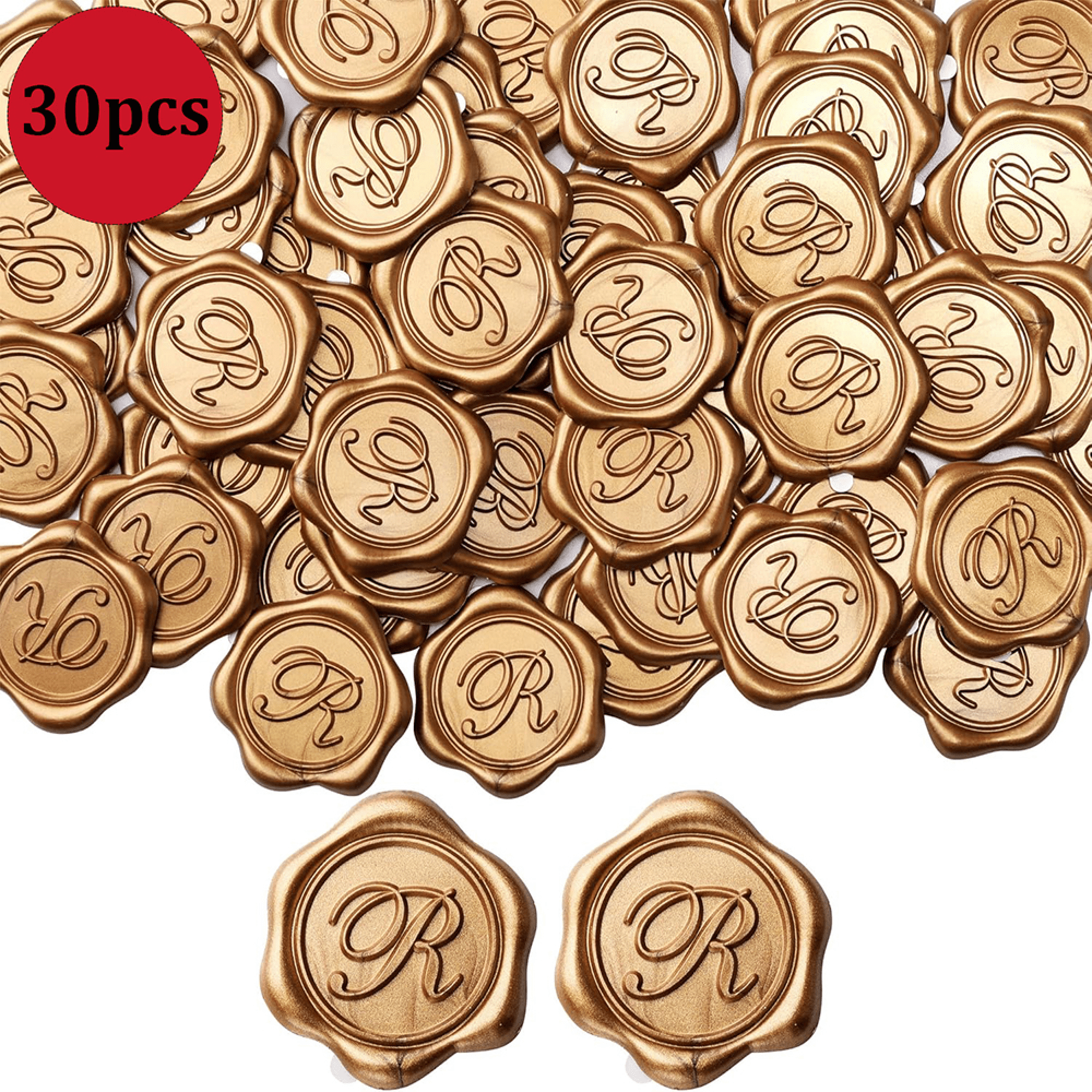 Yoption Heart Wax Seal Stickers, 50pcs Antique Gold Wedding Invitation Envelope Seal