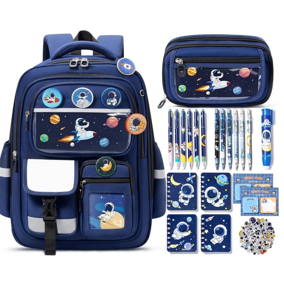 30PCS Kawaii Space Backpack with Pencil Case & Stationery Set