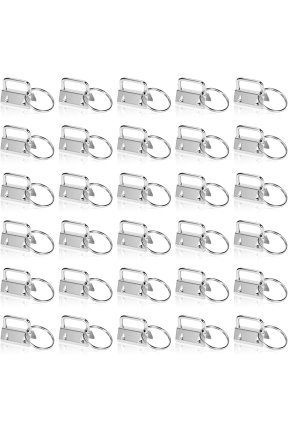 30PCS Key Fob Hardware Set 1 Inch with Split Rings, Lanyard Keychain Hardware for Wristlet, Key Fob, Key Chain, Clamp Supplies for DIY Craft Making