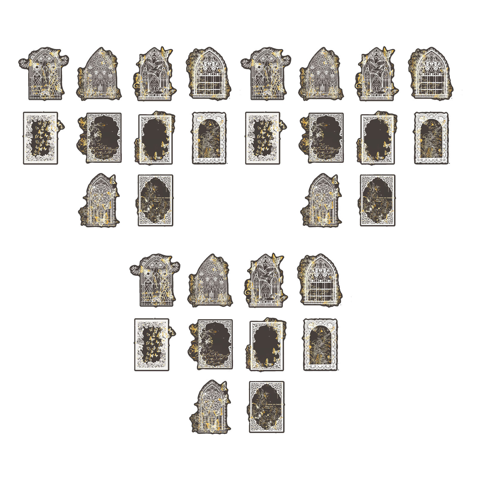 30PCS Lace Stickers PET Decorative Scrapbook Aesthetic Stickers Vintage