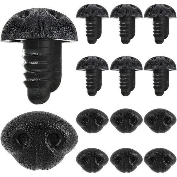 30PCS Large Plastic Matte Safety Noses Crochet Noses Screw Dog Nose Black Teddy Bear Noses Doll Making Supplies Nose for Amigurumi Craft Doll Puppet Plush Bear Accessories 15mm