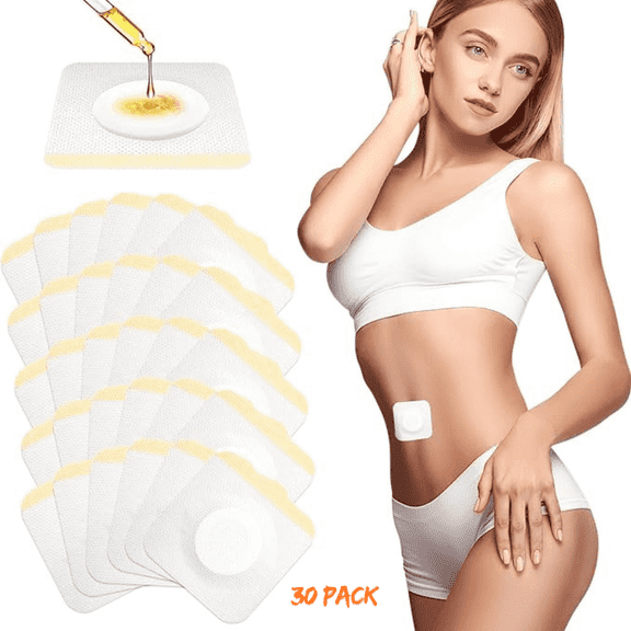 30PCS Leak-Proof Castor Oil Patches for Belly Button, Self-Adhesive Disposable Wraps with Absorbent Cotton Core, Breathable & Waterproof, Easy to Use for Castor Oil Therapy, Travel-Friendly