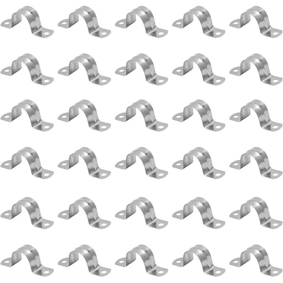 30PCS M20 Pipe Strap Clamp, 2 Hole Strap U Bracket Stainless Steel, U-Tube Clamp Rigid Pipe Strap Hanger Tube Strap Tension Clipsfor Rubber Hoses, Plastic Steel Pipes, Gas Pipes