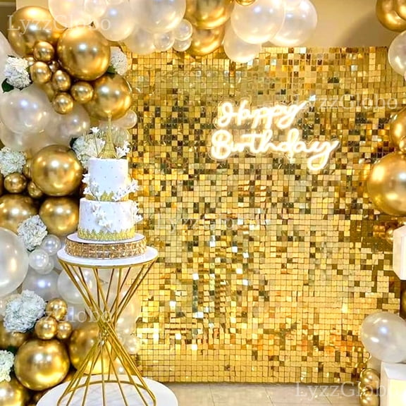 30PCS Metallic Gold Shimer Wall Backdrop Panels 5x6FT Gold Shimmer Wall Panel for Wedding Birthday Anniversary Graduation Party Decor