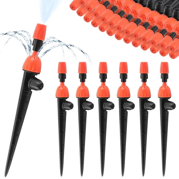 30PCS Micro Spray Irrigation Drippers for 4/7mm Tube, Drip Irrigation Kit with Locked Adjustable 360 Degree Water Flow Stake Sprinklers Garden Irrigation Sprayer for Watering System (Orange)