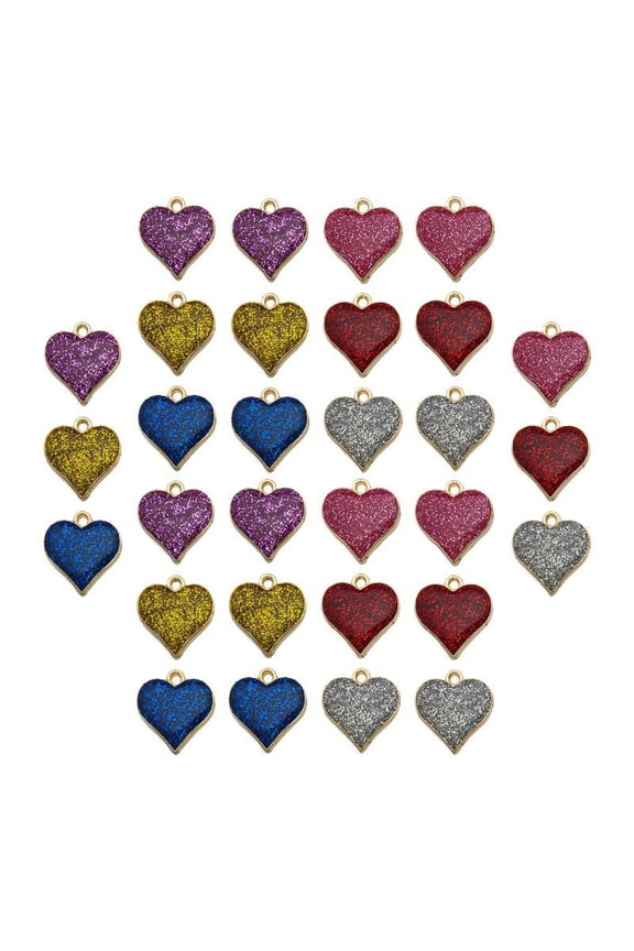 30PCS Mini Metal Beads Heart Shaped Charms for DIY Craft Keychain Necklace Pendants Bracelets Earrings Jewelry Making Findings