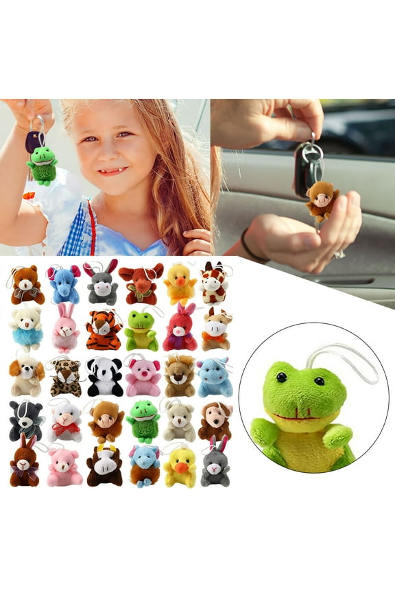 30PCS Mini Plush Animal Toy Set Cute Stuffed Animal Keychain Bulk Kids Party Favor Kindergarten Gift