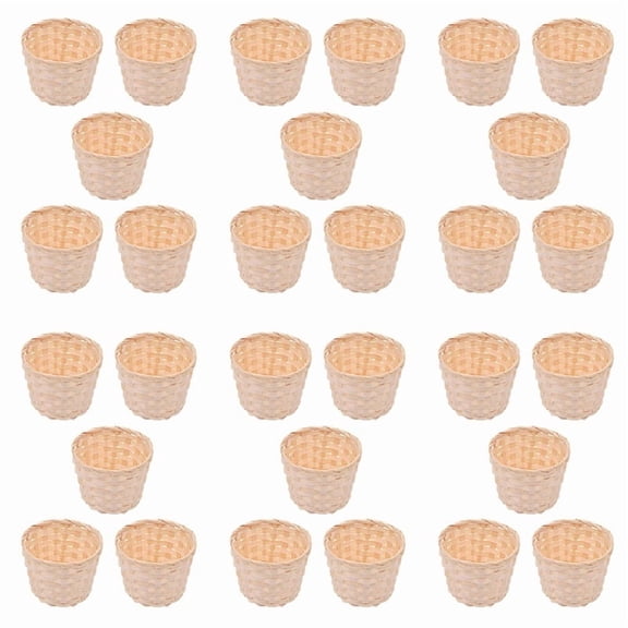 30PCS Mini Woven Baskets Without Handles for Party Favors Crafts Decor Suitable for Various Occasions(7.5X6cm)