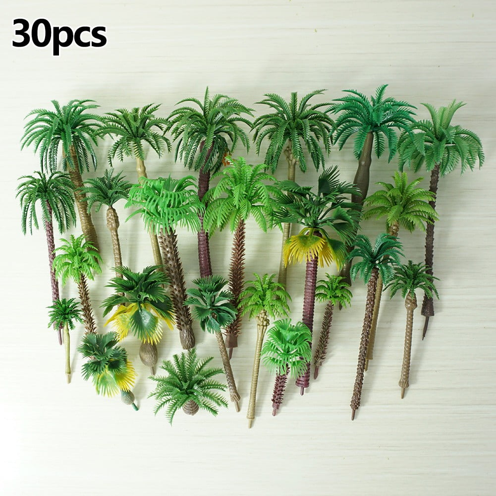 30 Pieces Mixed Model Coconut Palm Trees for DIY Craft Scenery Landscape