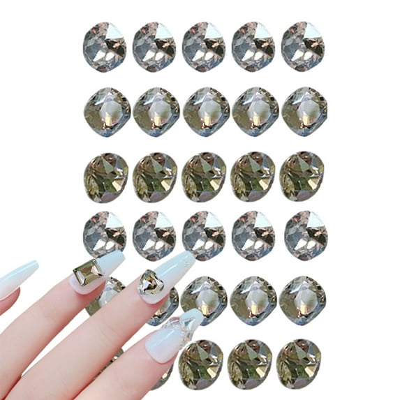 30PCS Nail Art Rhinestones, Multi Shapes Nail Diamond Jewels or Makeup Dressup Crafts Nails Decoration-style:style1;
