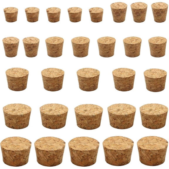 30PCS Natural Cork Stoppers for Glass Bottles,Crafts & Home Decor,Tapered Corks for DIY Projects,Airtight Sealing,Laboratory & Wine Bottles