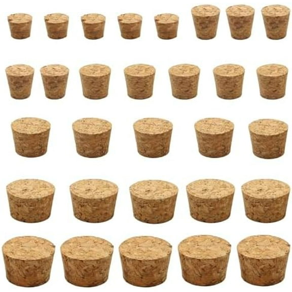 30PCS Natural Cork Stoppers for Glass Bottles,Crafts & Home Decor,Tapered Corks for DIY Projects,Airtight Sealing,Laboratory & Wine Bottles