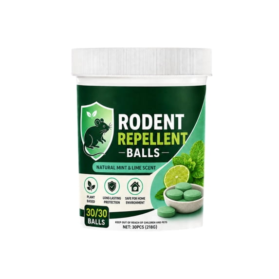 30PCS Natural Plant Based Mint Lime Rodent Repellent Balls Long Lasting Mouse Deterrent 2.75×2.75×3.54in Jar For Attic Garage Basement Pantry Storage Cabinet