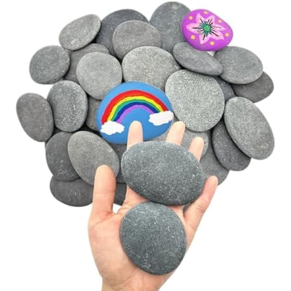 30PCS Painting Rocks, 2"-3" Inches DIY Rocks Flat & Smooth Kindness Rocks for Arts, Crafts, Decoration, Natural River Rocks for Painting,Hand Picked for Painting Rocks