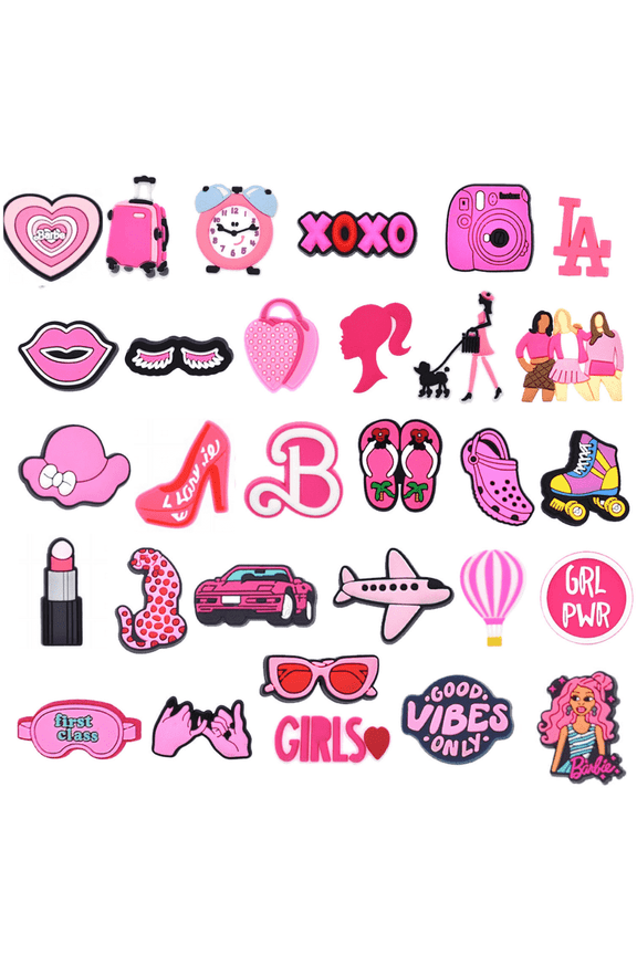 30PCS Pink Shoe Charms for Girls, Shoe Decoration Croc Charms & Favors for Kids Girls Women Teens Adult