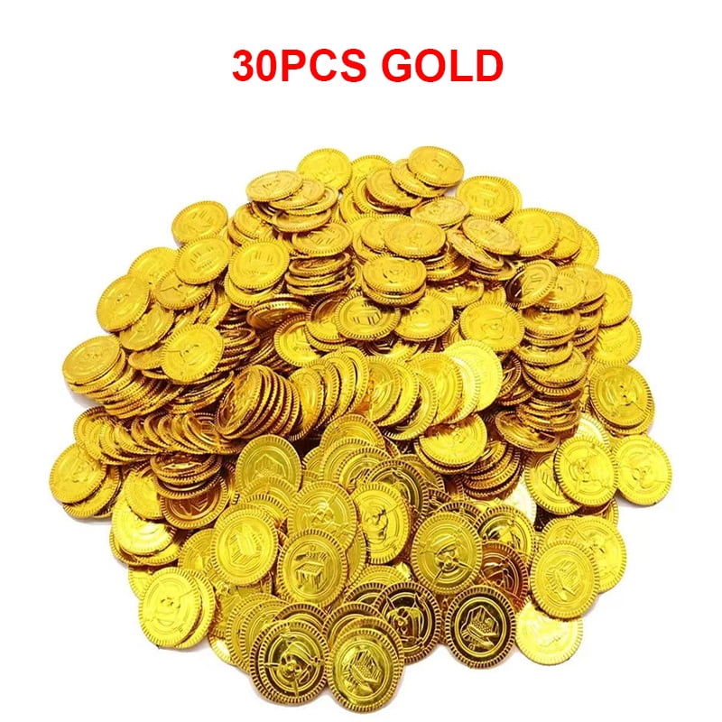 30PCS Pirate Gold Coins Silver Coins Copper Coins Plastic Coins Toy