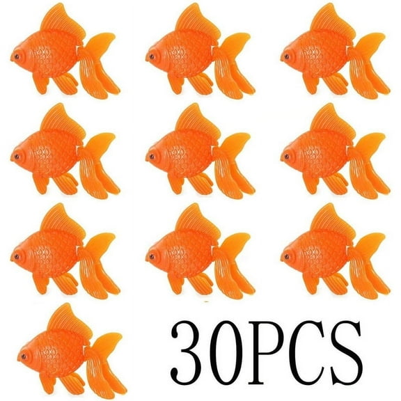 30PCS Plastic Fish，Fake Goldfish, Artificial Floating Goldfish Ornament Realistic Moving for Aquarium Fish Tank Décor Party Decor Aquarium Fish Tank Fountain Bowl Decoration