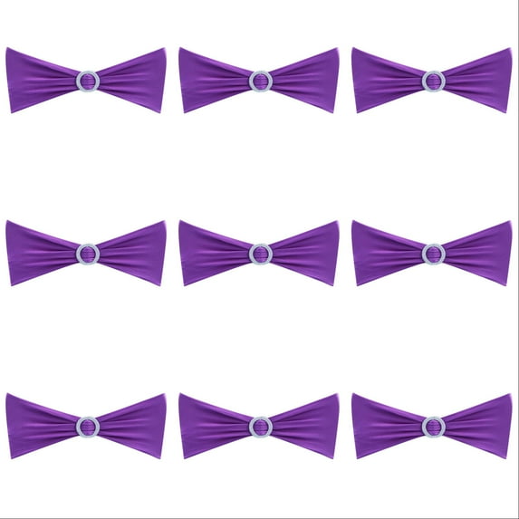 30PCS Wedding Chair Sashes Bows with Elastic Band and Shiny Buckle, Decorative Stretch Chair Covers for Banquet Party Reception Ceremony Decor, No- Polyester Chair Ribbon Ties