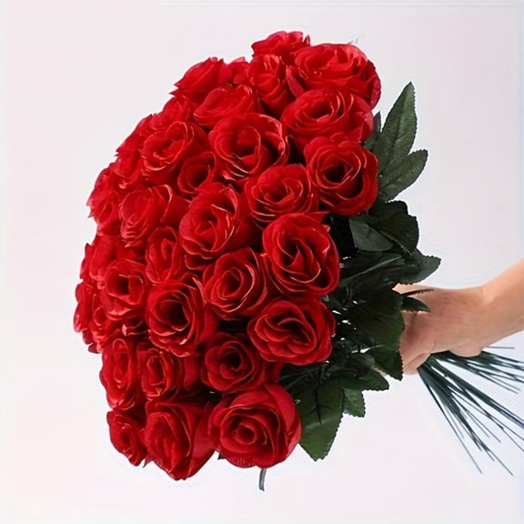 30PCS Red Roses Artificial Flowers Artificial Flowers Realistic Roses for Home Wedding Decoration Party Fake Roses Red Flowers for Centerpieces & Arrangements