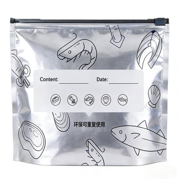 30PCS Reusable Aluminum Foil Sealable Storage Bags, 2026 New Resealable Vacuum Zipper Pouches for Food, Stand Up Foil Sealable Bags with Label and Zip Lock for Vegetable Fruit Meat