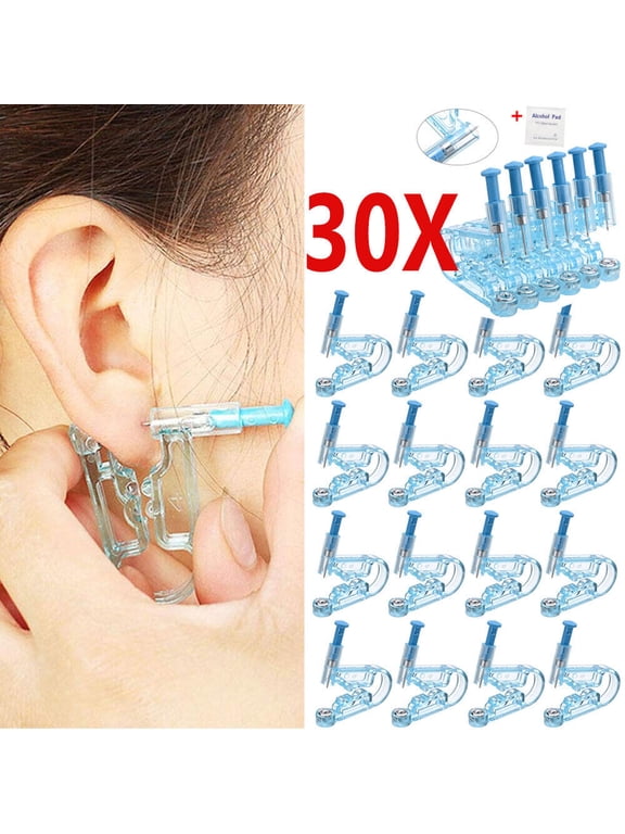 30PCS Safety 30X Disposable Ear Studs Piercing Gun Ear Stud Unit Piercer Tool Kit