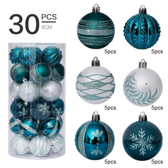 30PCS Shatterproof Christmas Ball 2.36" Ornaments Decorative Xmas Balls Christmas Tree Hang Wedding Party Home Decoration