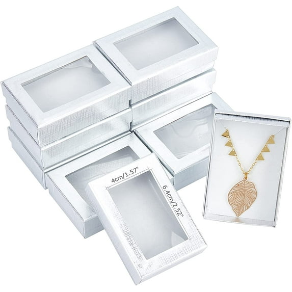 30PCS Silver Gift Boxes Presentation Box with Padding - Birthday Gift Box - Nail Packaging Boxes Cardboard Jewelry Boxes 3.54"x2.56"x1.1" for Christmas Packaging Silver